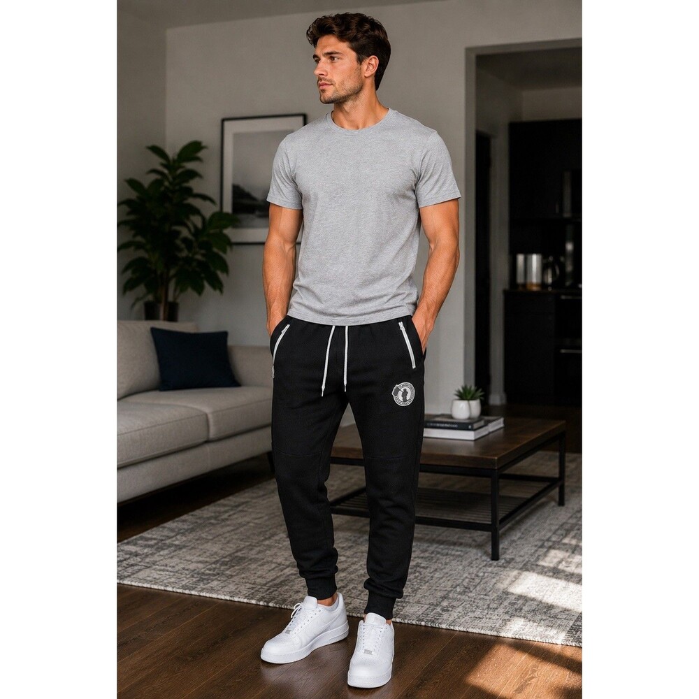 Baseballism Men’s Small Black Jogger Sweatpants Zip Pockets Athletic Lounge